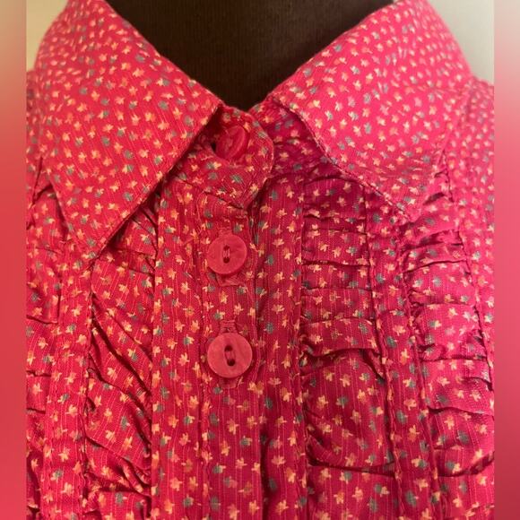 Aura Wrangler Crinkled Cotton Star Celestial Barbie Cowgirl Western Blouse XXL - Picture 1 of 9